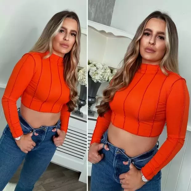 Orange high neck crop top