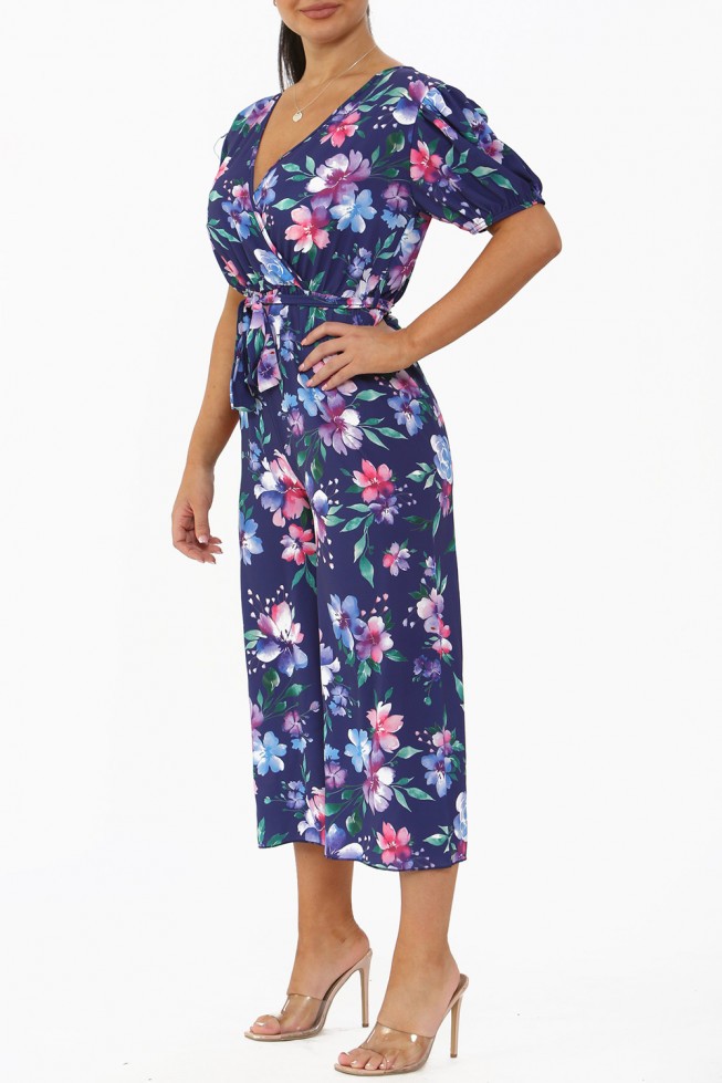 Floral Wrap Culotte Jumpsuit