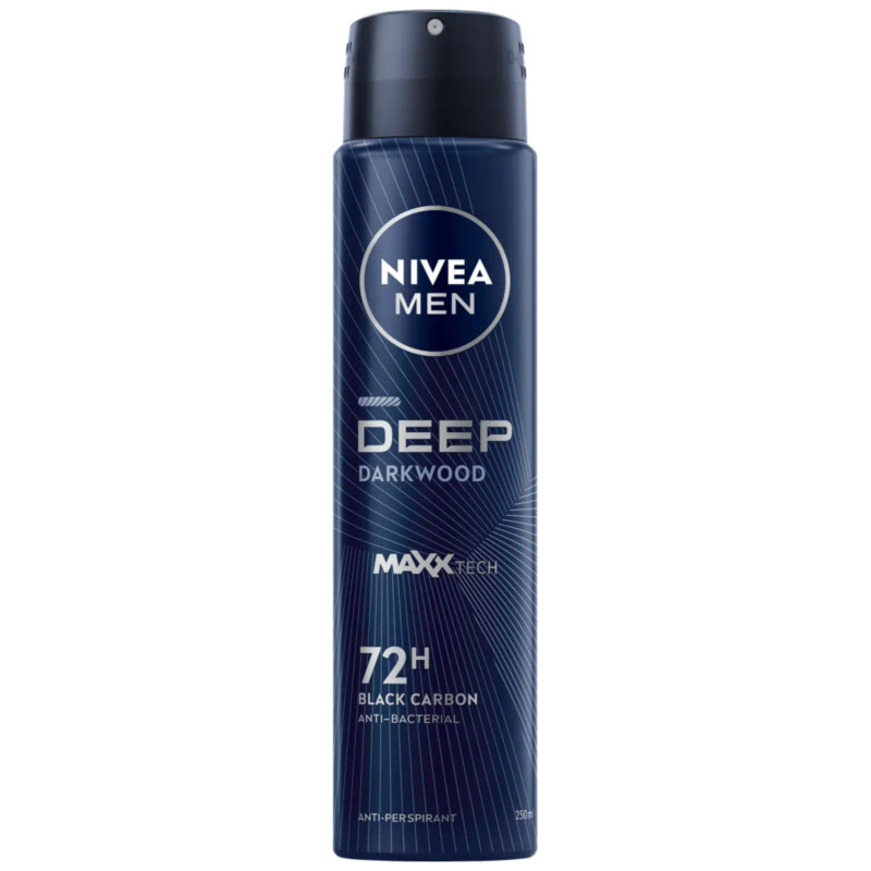 Nivea Men Deep Dark Wood 72Hr Antibacterial Anti-Perspirant Deodorant Body Spray 250ml