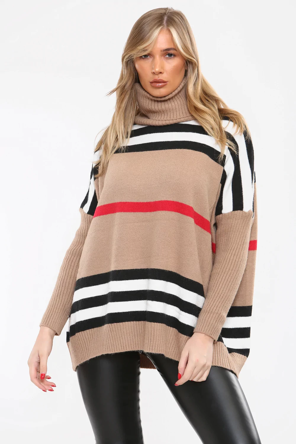 CHECK POLO NECK JUMPER