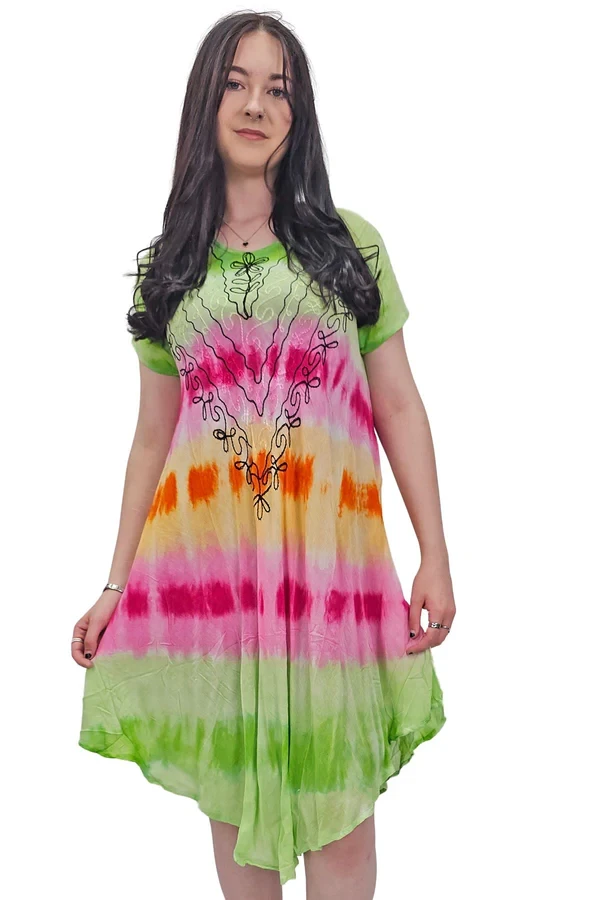 Horizontal Rainbow Tie Dye Pattern Dress