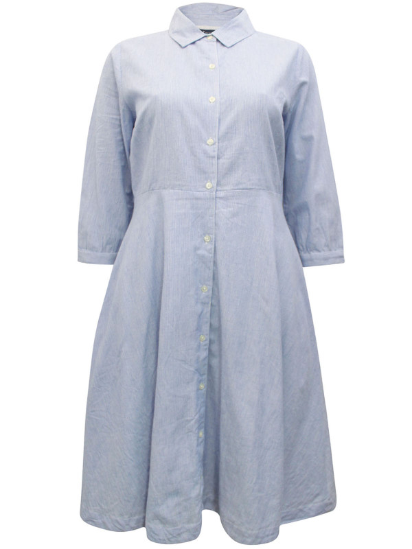 BLUE Pure Cotton Fit & Flare Helene Shirt Dress