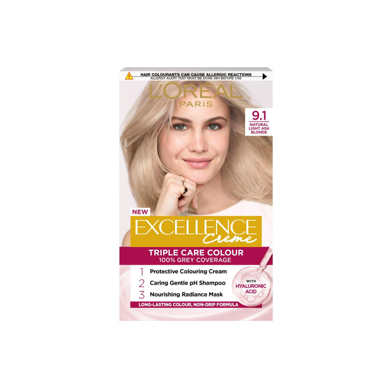 L'Oreal Paris Excellence Permanent Hair Dye Natural Light Ash Blonde 9.1