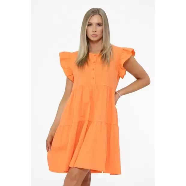Button detail frill dress