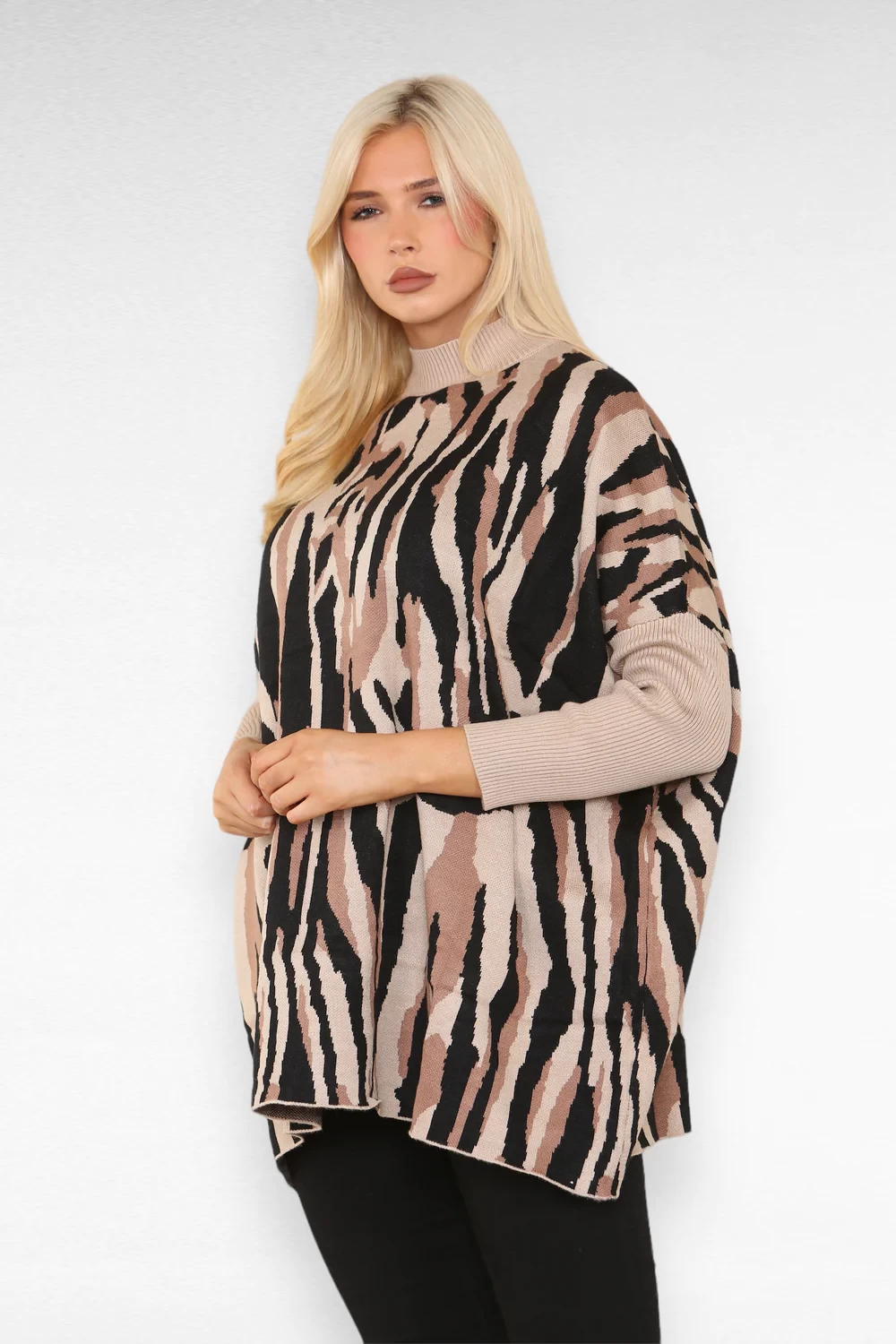BLAIRE ZEBRA PRINT OVERSIZED JUMPER