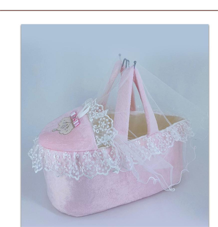 Baby Girls Pearl Crown Frilly Moses Basket