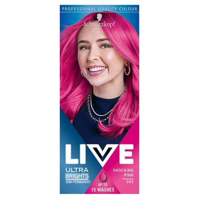Schwarzkopf Live Ultra Brights or Pastel Semi-Permanent Hair Dye, Shocking Pink 93