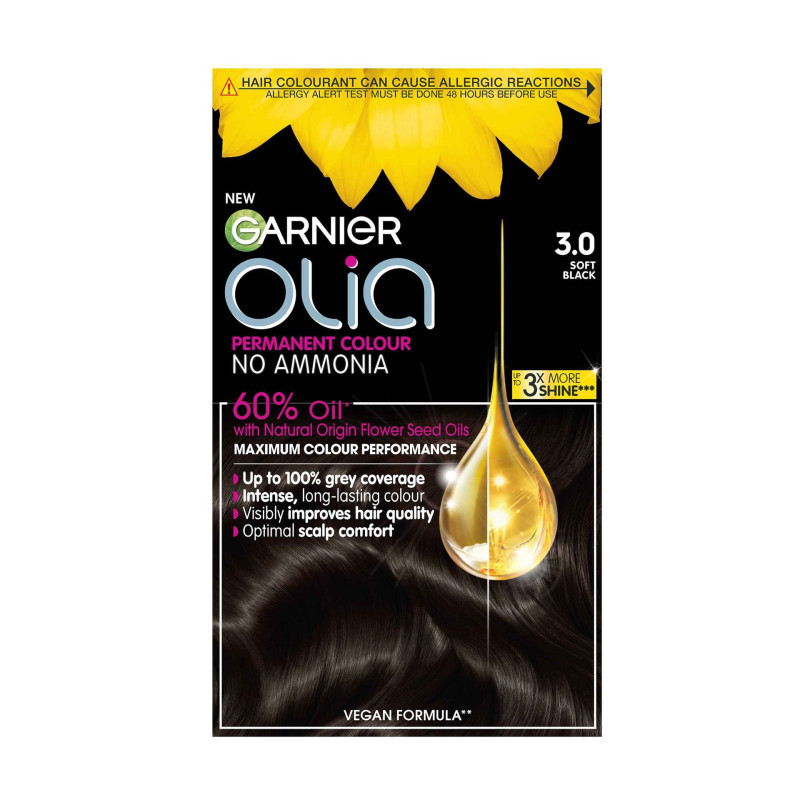 Garnier Olia Permanent No Ammonia Hair Dye Soft Black 3.0