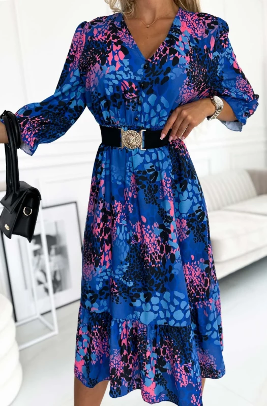 AHARA ANIMAL SIDE SLIT MIDAXI DRESS