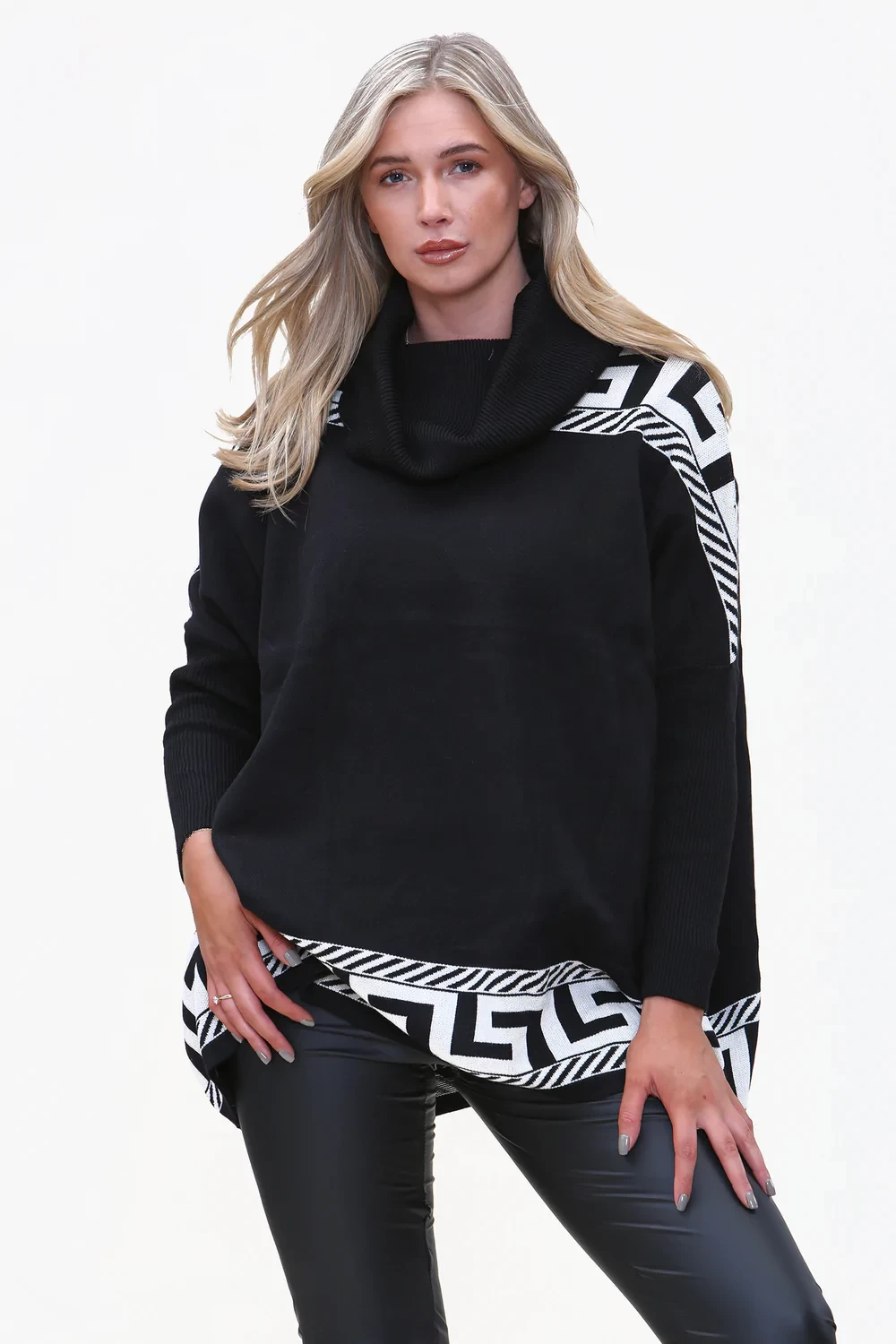 GEOMETRIC PATTERN ROLL NECK JUMPER