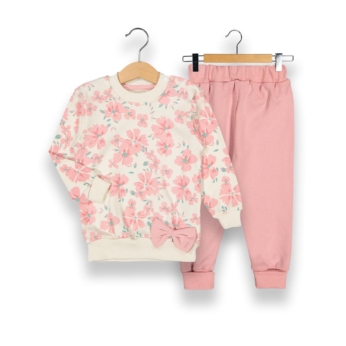 Baby Girls Two Piece Floral Bow Tracksuit (9-24M)