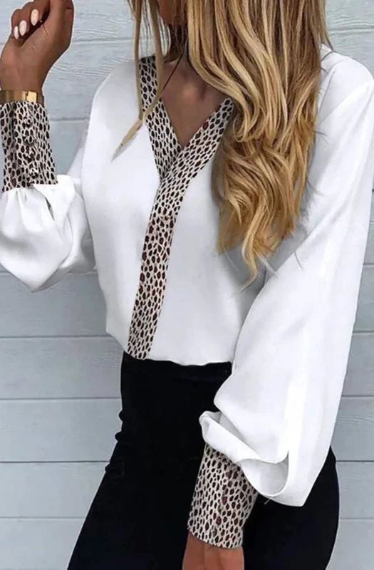 KESSIE CONTRAST LEOPARD PRINT SHIRT TOP