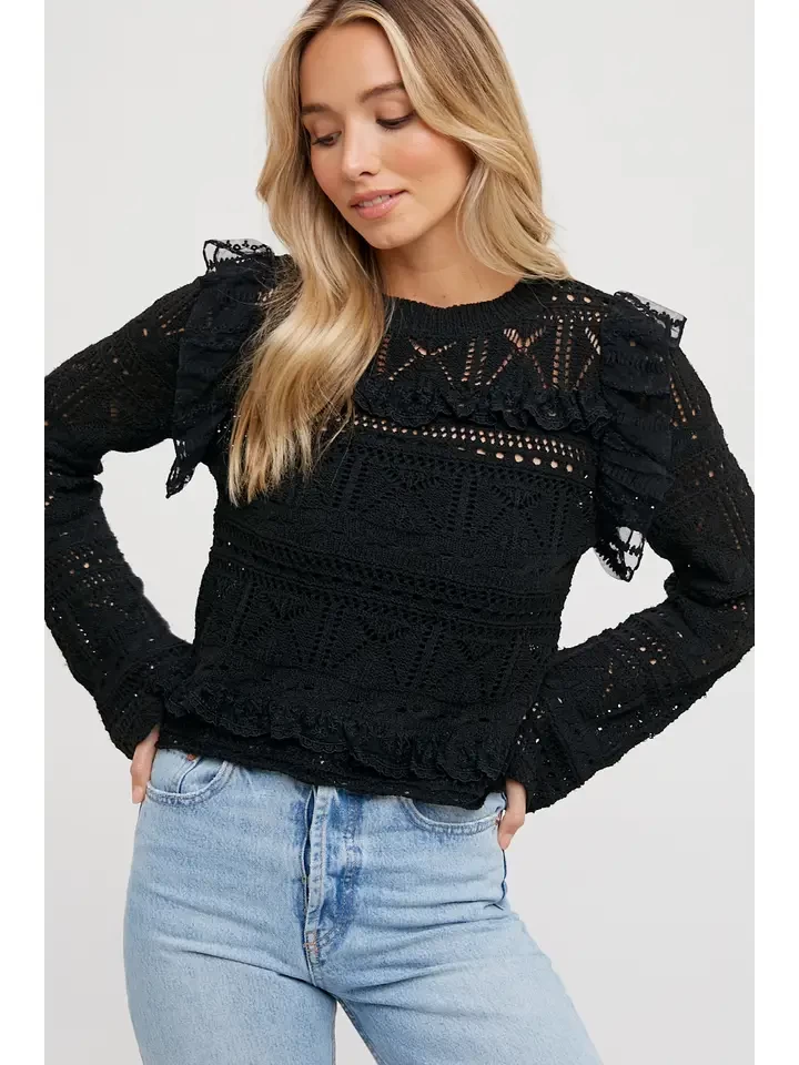 Ruffle Lace Crochet Top