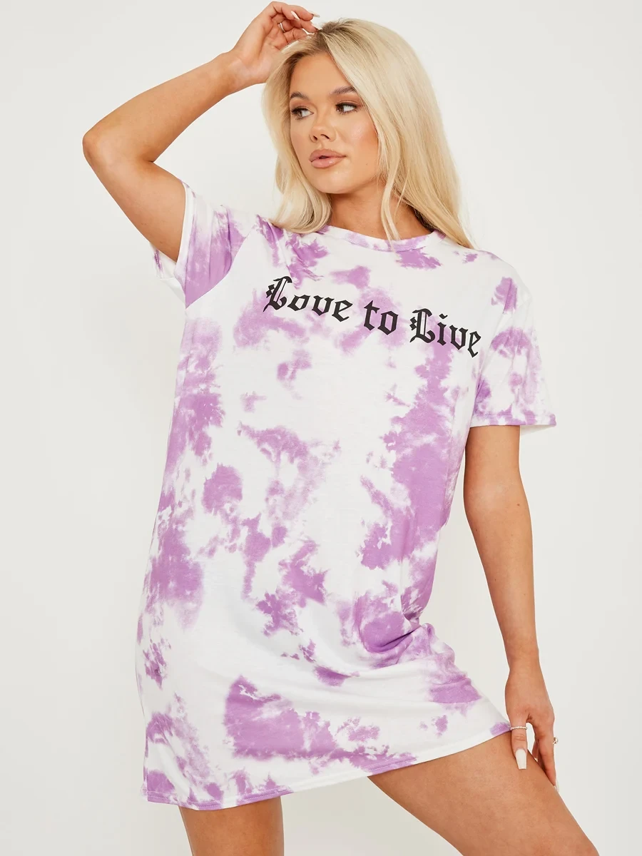 LOVE TO LIVE TIE DYE T-SHIRT DRESS