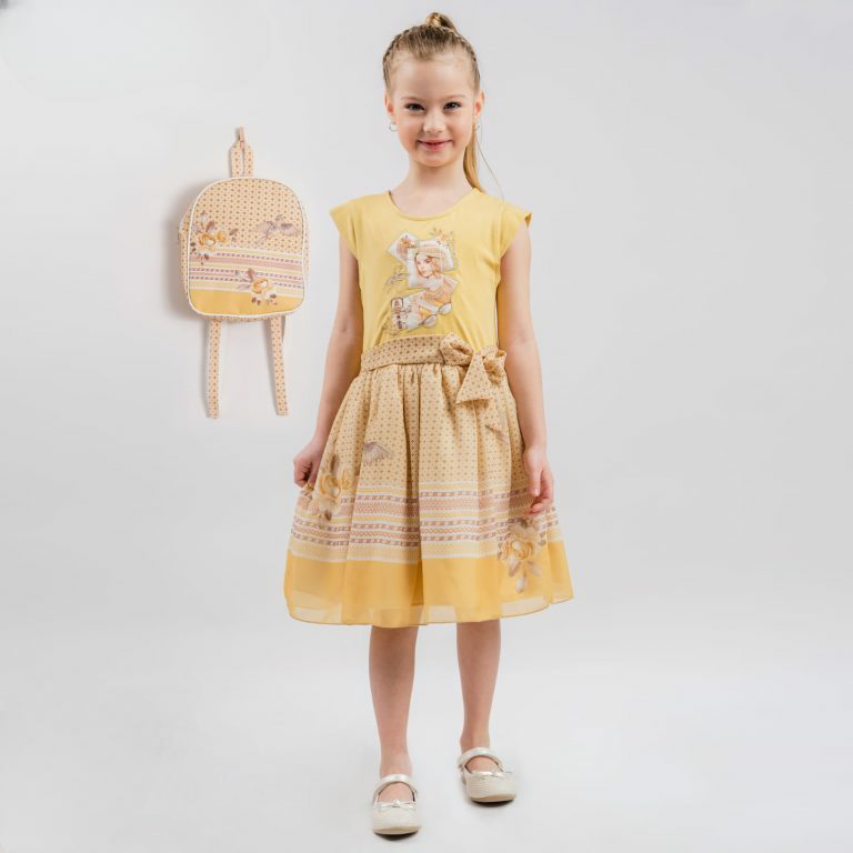 Girls Doll Print Summer Dress & Bag Set (4-7Y)