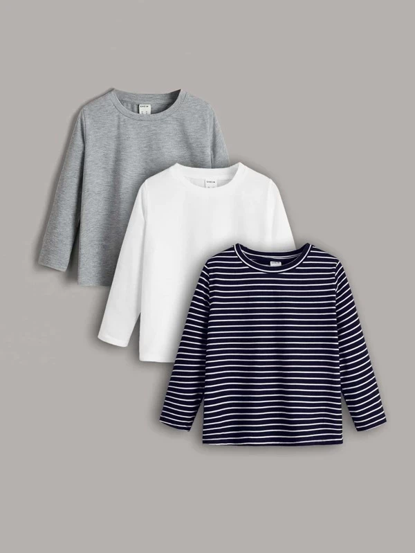 Toddler Boys 3pcs Striped Marled Tee