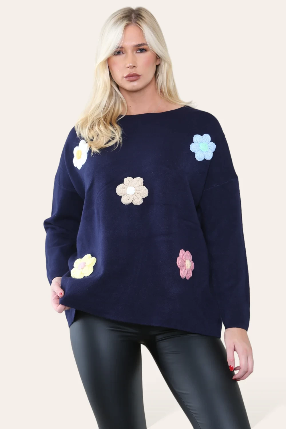 MULTI FLOWER EMBROIDERED JUMPER