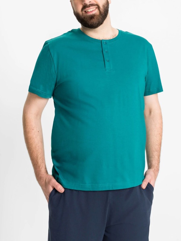 Mens Pure Cotton Henley Neck T-Shirt