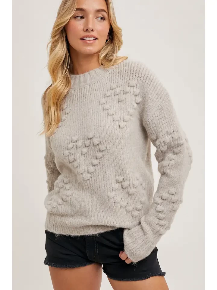 Heart Shape Pom Pom Sweater Pullover