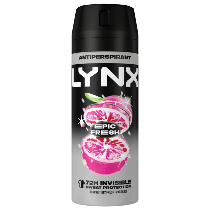 Lynx Epic Fresh 72Hr Invisible Sweat Protection Anti-Perspirant Deodorant Body Spray 150ml