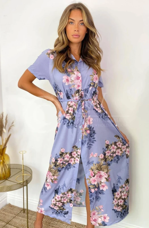 GILLIAN FLORAL PRINT MAXI SHIRT DRESS