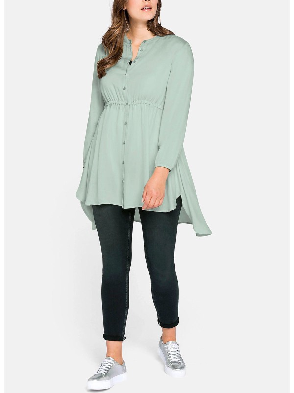 Longline Drawstring Tie Blouse
