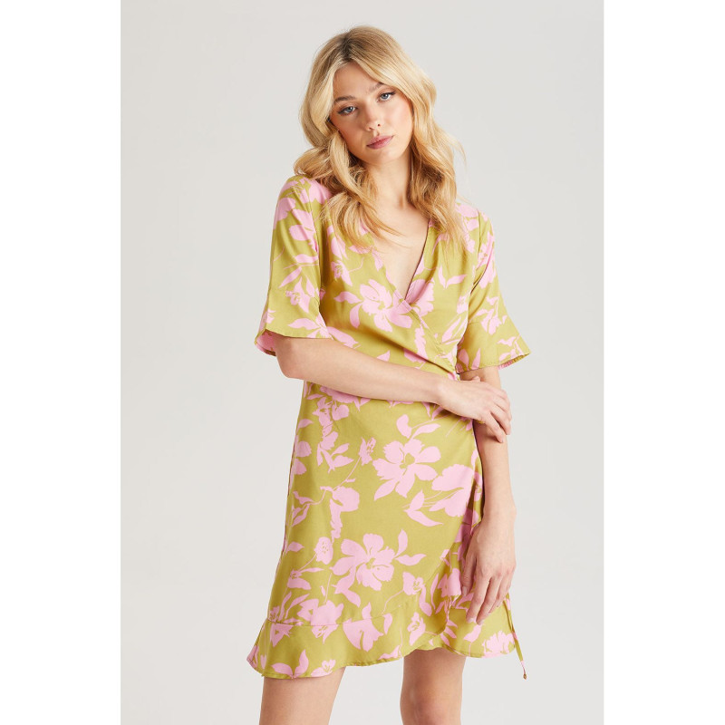 FLORAL WRAP MINI DRESS