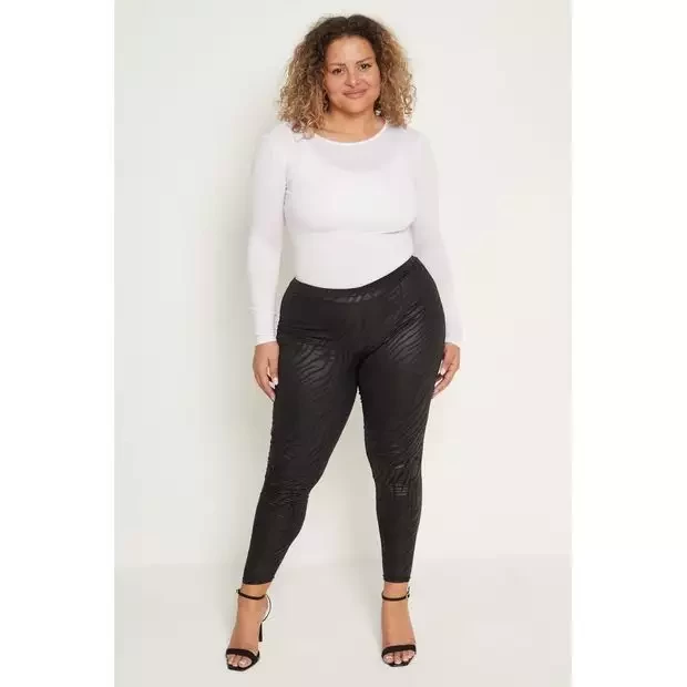 Plus size zebra pu leggings