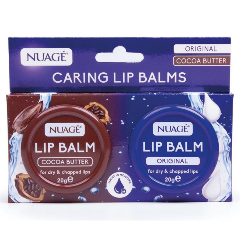 Nuage Original and Cocoa Butter Caring Lip Balm For Dry and Chopped Lips 20g - (2Pack)