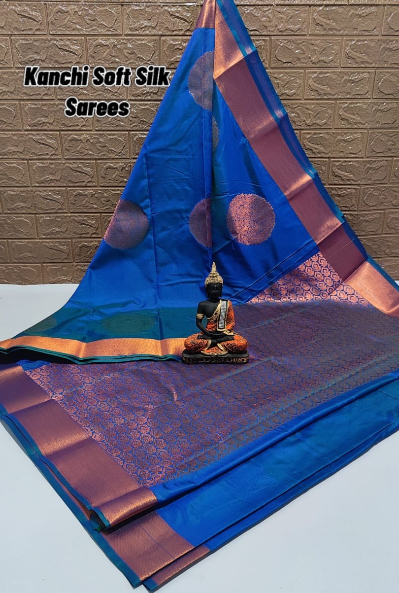 Kanchi special soft silk sarees Running blouse and Rich Border