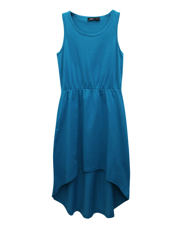 Girls Pure Cotton Dipped Hem Dress