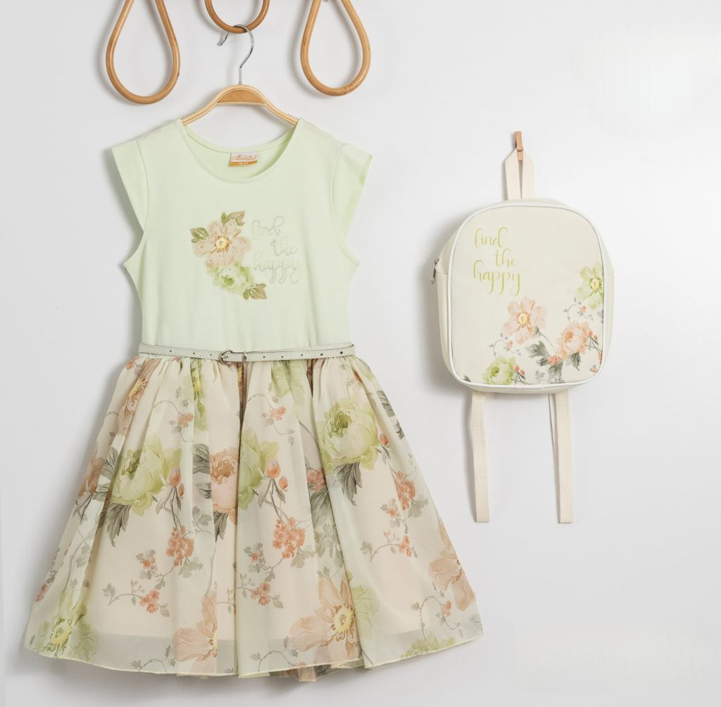 Girls Floral Summer Dress with Belt & Bag Set (6-9YEARS)