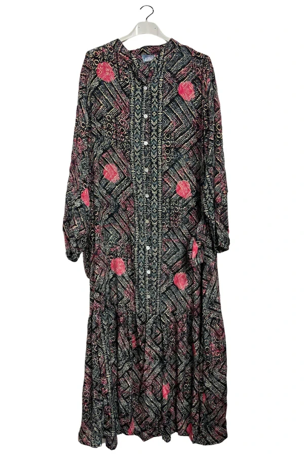 Multicoloured Wave Like Floral Print Dress