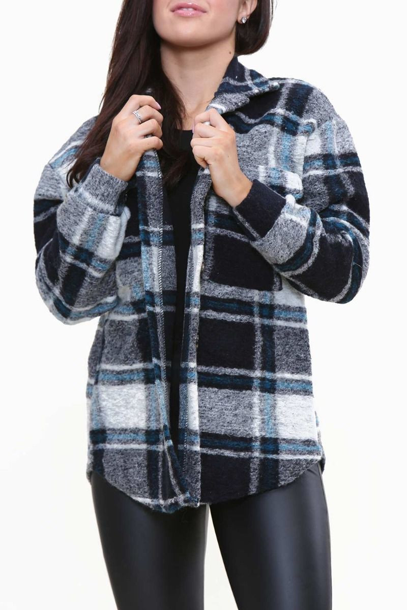 Oversized Brushed Check Shacket