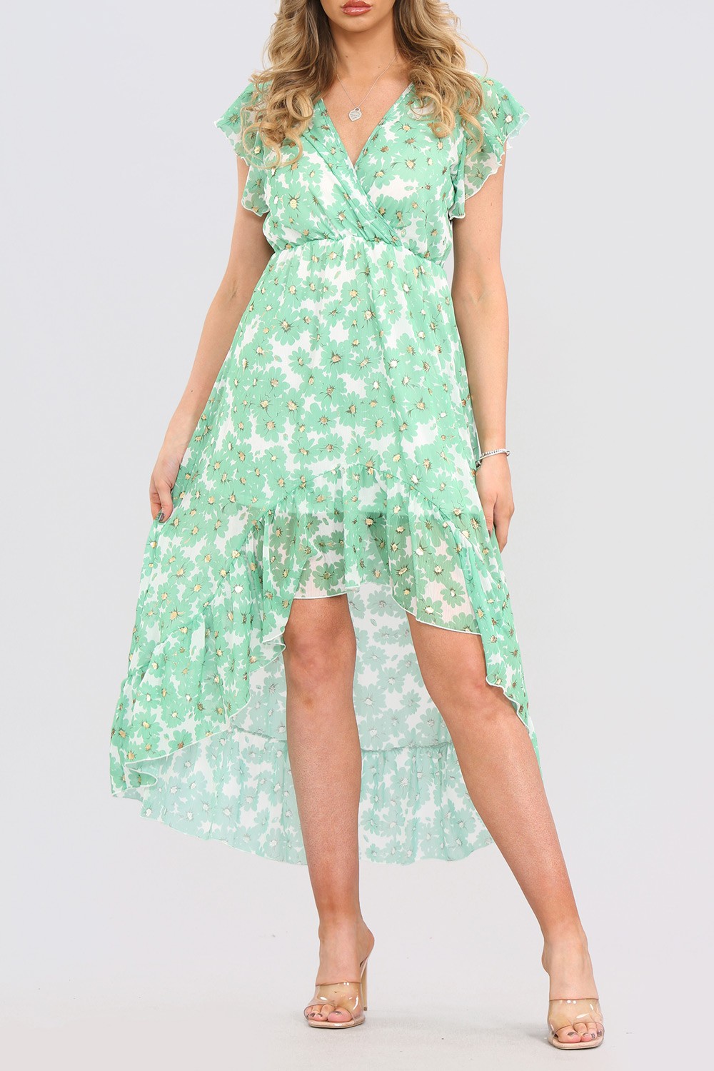 Floral High Low Hem Maxi Dress