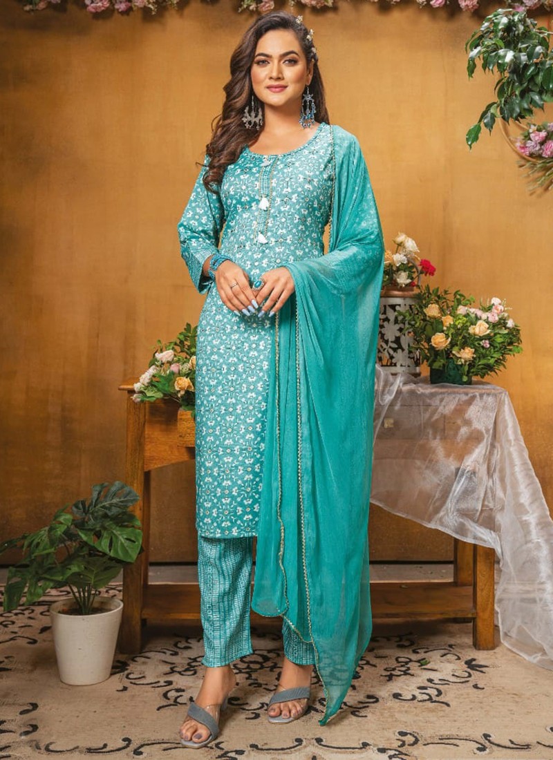 Blooming Beauty Rayon Hand Work Readymade Salwar Suits Collection