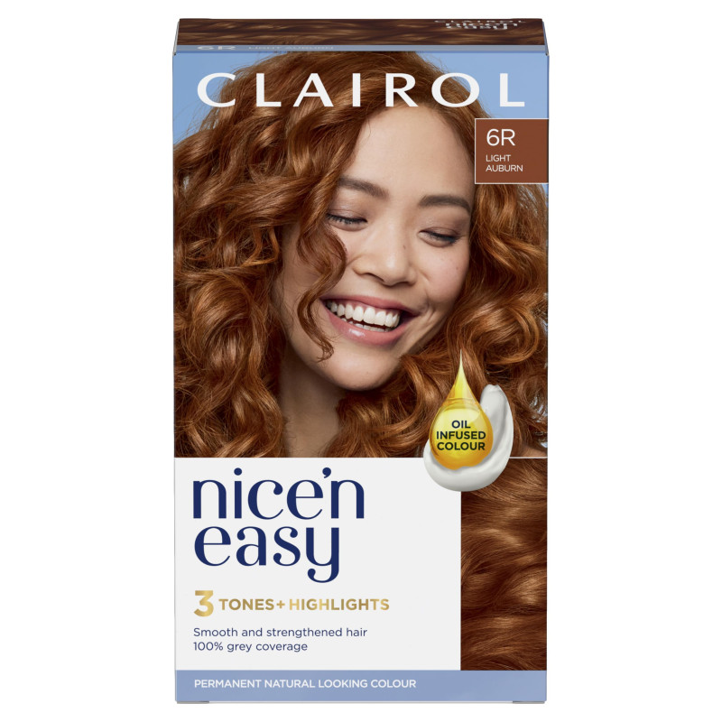Clairol Nice'n Easy Crème Natural Looking Oil-Infused Permanent Hair Dye Light Auburn 6R- photo 1Clairol Nice'n Easy Crème Natural Looking Oil-Infused Permanent Hair Dye Light Auburn 6R- photo 2Clairo