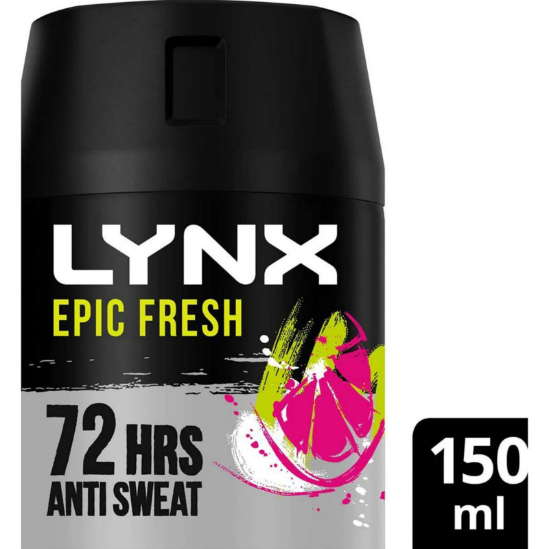 Lynx Epic Fresh 72Hr Anti Sweat Men's Deodorant Body Spray 150ml