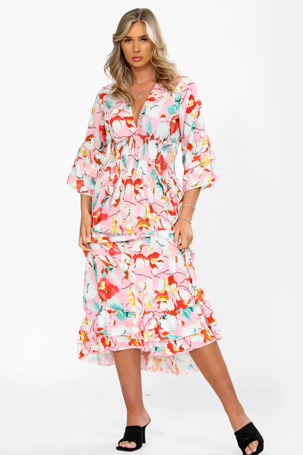 FLORAL GATHERED MAXI