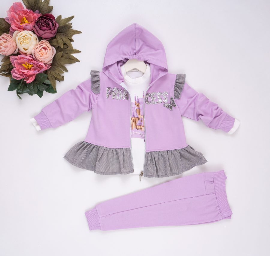 Girls Three Piece Sequin Princess Tracksuit