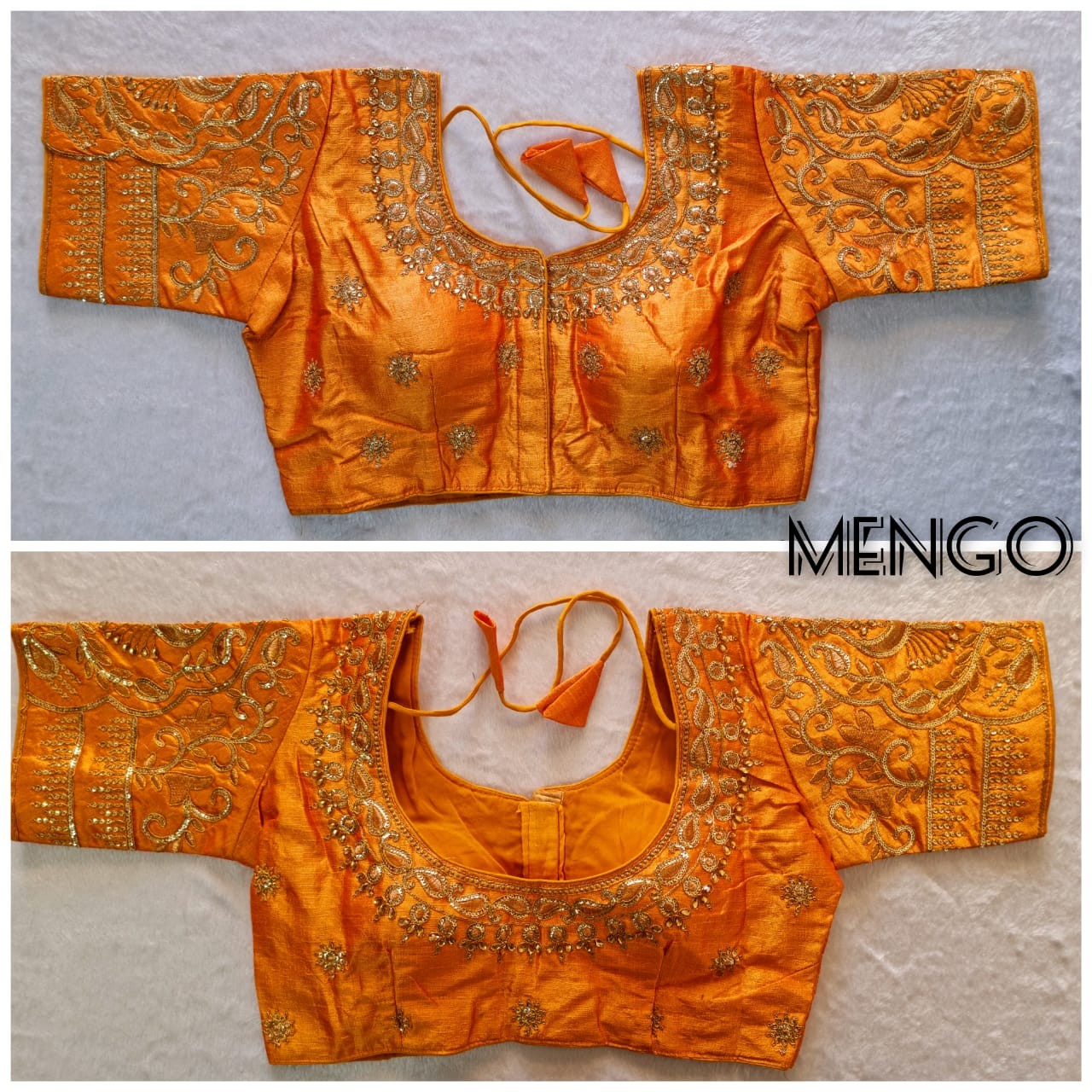 Coding , jari and khatli handwork +3mm sequences or stone work saree blouse