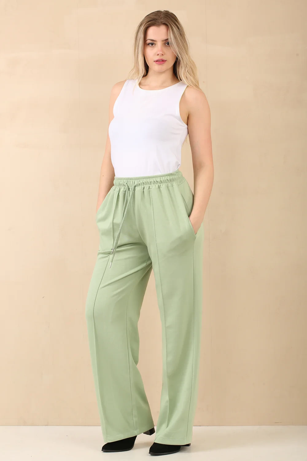 FRONT DETAIL PLAIN JOGGERS - MINT