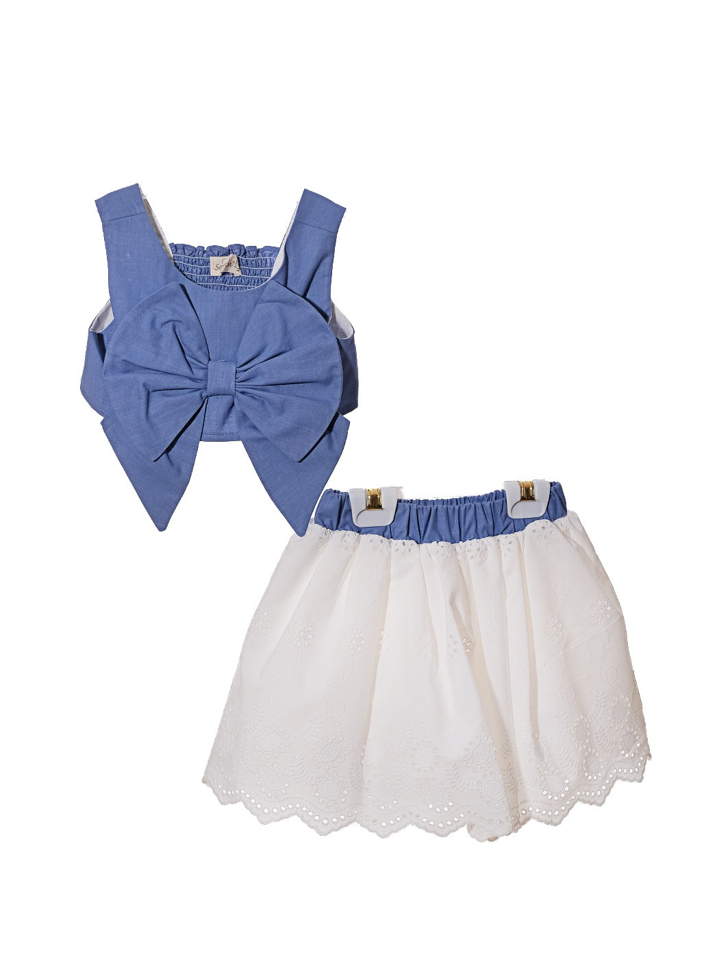 Girls Bow Top & Anglaise Skirt Set (2-7Y)