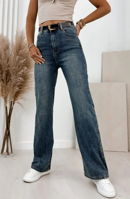 RANIA WIDE LEG DENIM JEANS-DARK BLUE